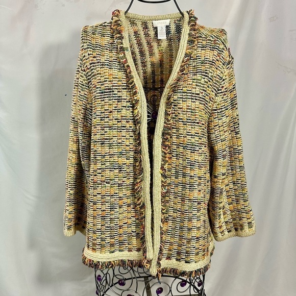 Chico's colorful metallic knit cardigan size XL - Picture 1 of 7